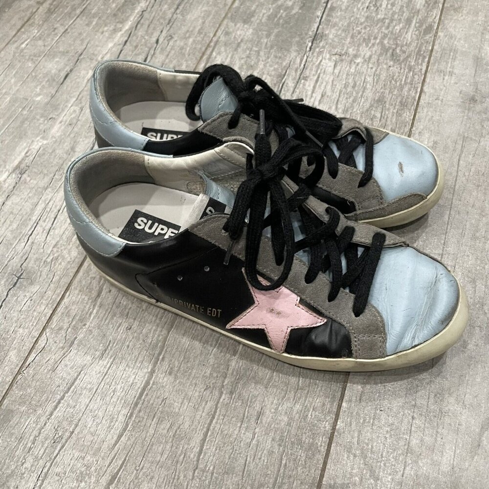 GOLDEN GOOSE  Superstar Low Top Sneakers Black Pink Star Private Edition 37